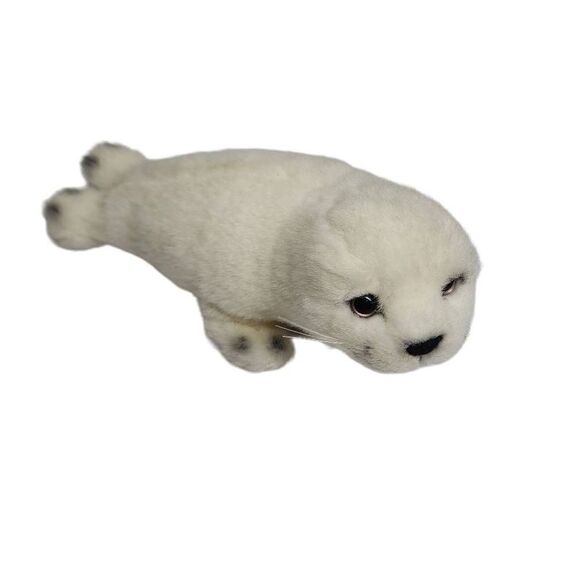 K And M International Inc. Kid's White Baby Seal Stuffed Animal Toy - Picture 1 of 14